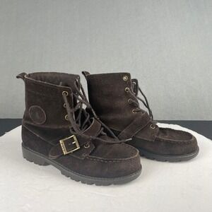 Polo Ralph‎ Lauren Duck Boots Big Boy Kids 4 Brown Leather Buckle,Hiking,Outdoor